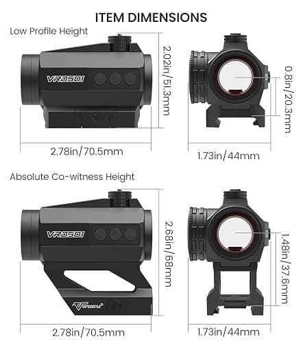 Votatu Red Dot Sight, VRD501 Auto Off and Motion Awake Red Dot Site with Co-Witness and Low-Profile Mount, Anti-Reflection Device and Flip Up Lens Cover thumbnail 5
