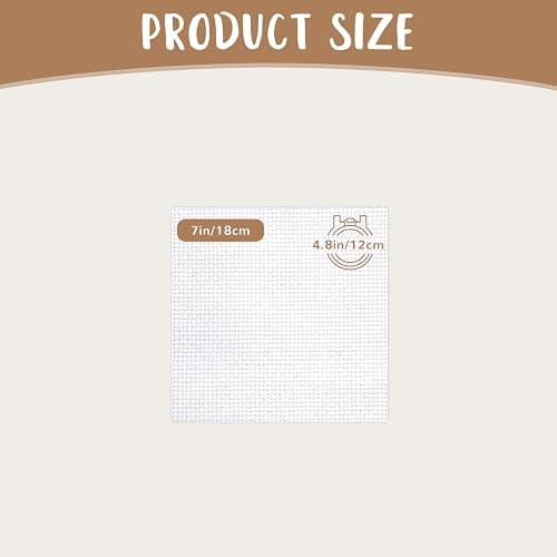 10 PCS White Aida Cloth 14 Count Cross Stitch Fabric (7×7 Inch) | Pre-Cut Squares Fabric for Craft Embroidery, Handmade Needlework, DIY Handicrafts thumbnail 2
