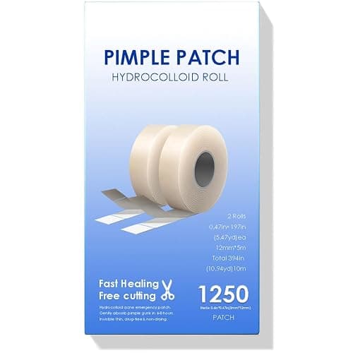 Pimple Patches for Face (1250 Count), Waterproof & Cut-to-Size Hydrocolloid Roll Tape, Absorb Gunk, Fast Healing & Hypoallergenic, Acne Patches Pimple Stickers for All Size Acne - Image 1