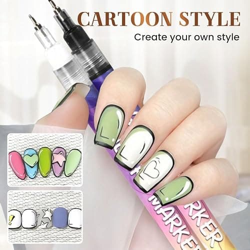 12 Colors Nail Art Pens Set, Nail Art Markers Polish Pen for 3D Nail Art, Drawing Painting Liner Brush for DIY Nail Art Beauty Adorn Manicure Tools (24 colors) thumbnail 5