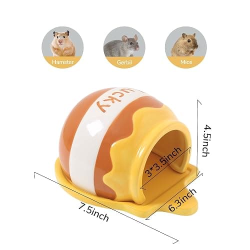 Tafit Honey Shaped Ceramic Hamster Hideout - Small Pet Habitat Decor for Syrian & Dwarf Hamsters, Gerbils, Mice, Rats, Toads thumbnail 5
