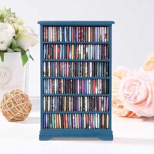 DIYDEC Mini Bookshelf with 180pcs Mini Books Miniature Blue Bookshelf Ornament Tiny Small Library Decor Shake Away Your Anxiety for Book Lovers Gift Home Room Office thumbnail 2