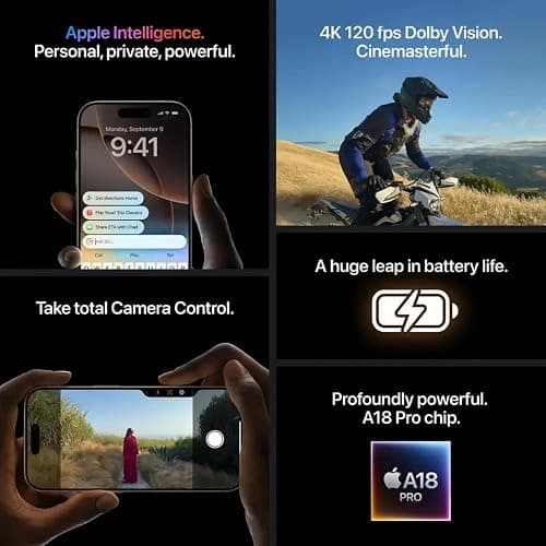 Apple iPhone (Renewed Premium) 16 Pro Max, US Version, 256GB, Desert Titanium - Unlocked thumbnail 5