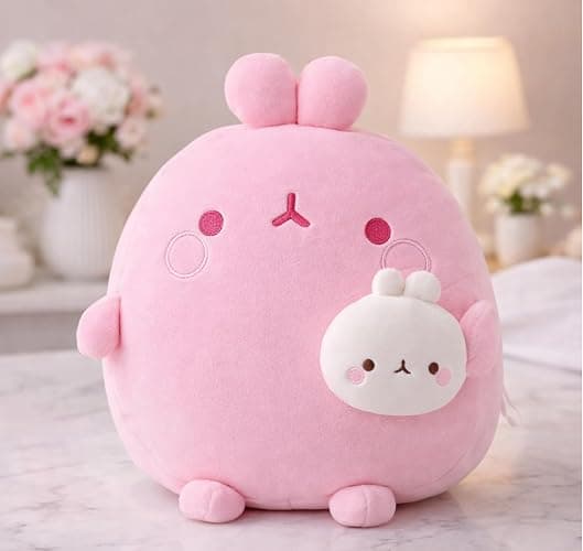 Pink Plush Pillow, Soft Plush Cushion, Smooth & Gentle Texture, Decorative Pillow for Bed, Sofa, Home Décor (10.62 X 7.87 inches) thumbnail 2
