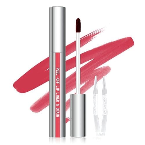 Cilrofelr Peel Off Lip Liner Stain, Long Wear Tattoo Lip Liner with Tweezer, Peel Off Lip Stain with Matte Finish, Long Lasting, Waterproof, Transfer-proof, Highly Pigmented Color (Rose) - Image 1