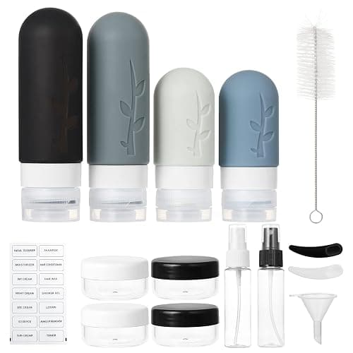 18pack Travel Bottles for Toiletries,TSA Approved Silicone Travel size Containers for Toiletries,Leak Proof Refillable Liqus Shampoo And Conditioner Travel Essentials toiletry Bottles - Gray thumbnail 2