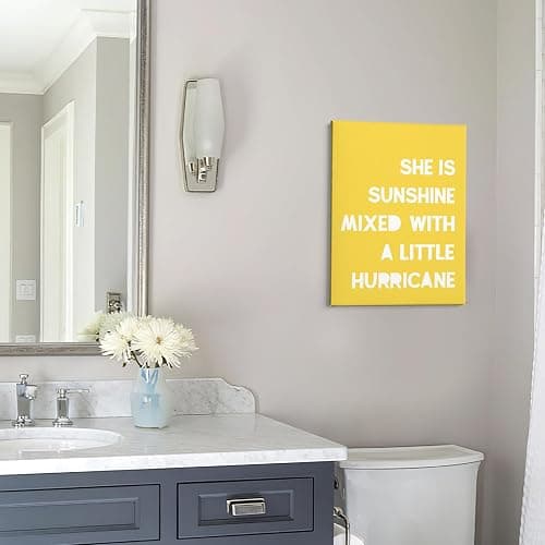 PHAMTE Girls Bedroom Wall Decor,She Is Sunshine Mixed With a Little Hurricane Girls Room Wall Art,Sunshine Print Framed Canvas Painting Artwork Girl Room Bedroom Home Nursery Playroom 11x14 (Yellow) thumbnail 5