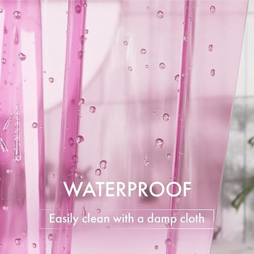 AmazerBath Shower Curtain Liner, 72x72 Transparent Hot Pink Shower Liner, Lightweight Plastic Shower Curtain Liners, Cute Waterproof Shower Liner for Bathroom with 3 Magnets & 12 Grommet Holes thumbnail 6