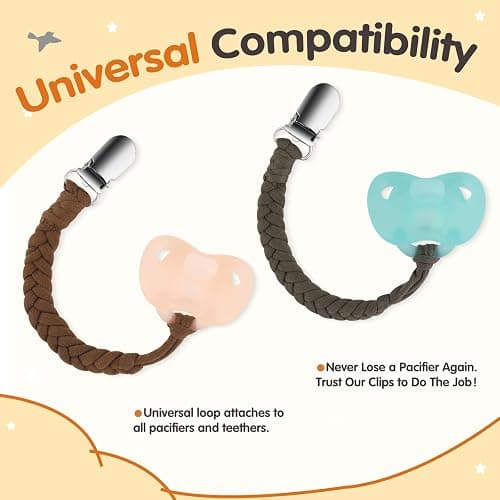 Boukipow Baby Pacifier Clip, 7 Pack Baby Pacifier Holder Leash for Boys and Girls,100% Handmade Braided Design, Universal Fit for All Pacifiers & Teething Toys - Modern Unisex Baby Gift thumbnail 7