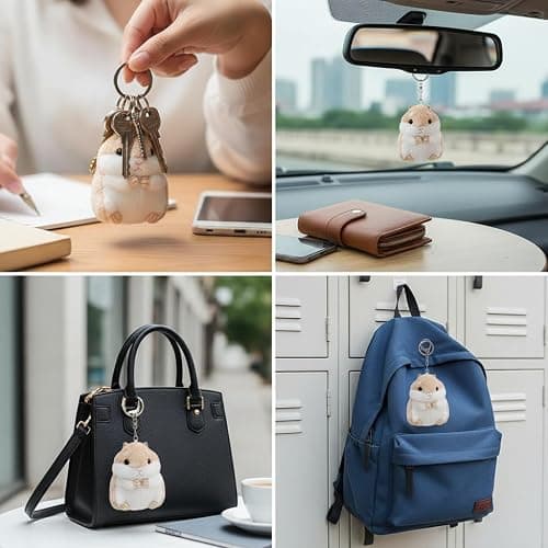 Jowxsx Cute Khaki Plush Hamster Keychain Plush Toy Keychain Charms Wallet Backpack Handbag Charms Automobile Keychains Automotive Trim Women's Key Rings and Keychains Automobile thumbnail 6