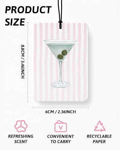 DVFDBHSV Trendy Cocktail Air Freshener 4 Pcs Coconut Scented, Alcohol Lovers Gifts Car Accessories Mirror Decor for Women, Cute Martini Champagne Hanging Air Freshener for Bar Cars Closet Drawer Books thumbnail 2