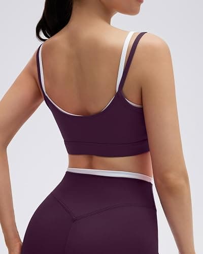 SUUKSESS 2 Piece Workout Sets Layered Sports Bra Yoga Gym Biker Shorts thumbnail 4