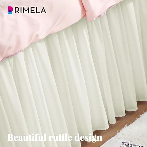 RIMELA Cream Dorm Bed Skirt Twin XL 32 Inch Drop, Easy to Install Extra Long Wrap Around Elastic Dust Ruffle, Bedskirt Silky Fabric Machine Washable (Twin XL 80“L x 39”W & Twin 75“L x 39”W) thumbnail 7