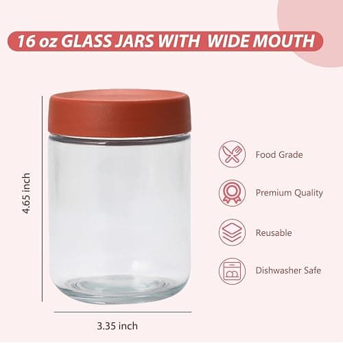 Artcochan Overnight Oats Containers with Lids 16 oz Glass Jars 6 Pack Glass Mason Jars with Airtight Lids, Perfect for Oats, Yogurt, Chia Pudding, Snack thumbnail 3