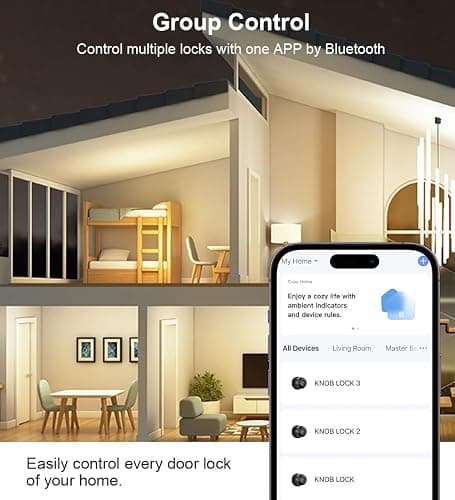 Fingerprint Door Lock, Smart Fingerprint Door Knob with Lock, Biometric Door knob with App Control & Key, Keyless Thumbprint Entry Door Lock for Bedroom, Front Door, Home, Apartment Office-Matte Black thumbnail 7