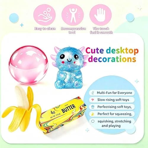 6 Pack Squishy Toy Set,Slow Rising Fidget Squeeze Toys,Stretchy Fidget Sensory Toy for Office Desk Decor thumbnail 4