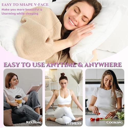 ROWMATE Graphene V-Line Mask Chin Up Mask V Shaped Face Mask Chin strap for sleeping,Jawline Shaper,Lilac,Small thumbnail 9