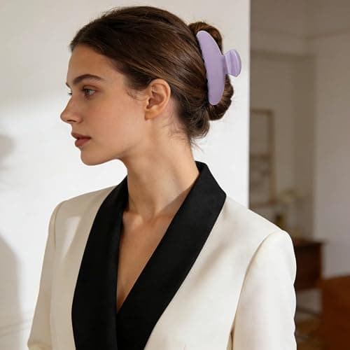 Luxury Hair Claw Clip for Women, Premium PC Material for Long-Term Use, 4.1 Inch Big Strong Hold No Slip Hair Clips for Thick or Thin Hair, Includes 2 Black Satin Scrunchies thumbnail 6