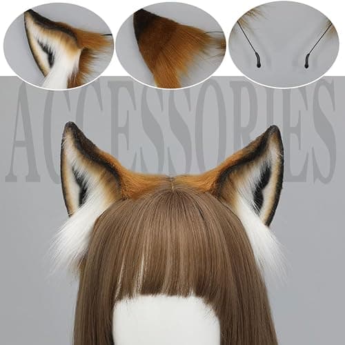 ILUFAM Faux Fur Wolf Fox Ears Headband Furry Animal Ears Hair Hoop Cosplay Headwear Halloween Christmas Party Headpiece thumbnail 2