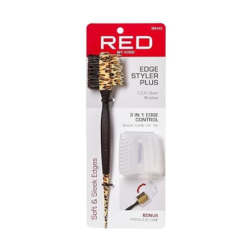 Red by Kiss Professional 3-IN-1 Edge Brush with Case – 100% Pure Boar Bristle Brush, Fine Tooth Comb & Rat Tail End for Precision Styling, Edge Control & Hair Parting thumbnail 4