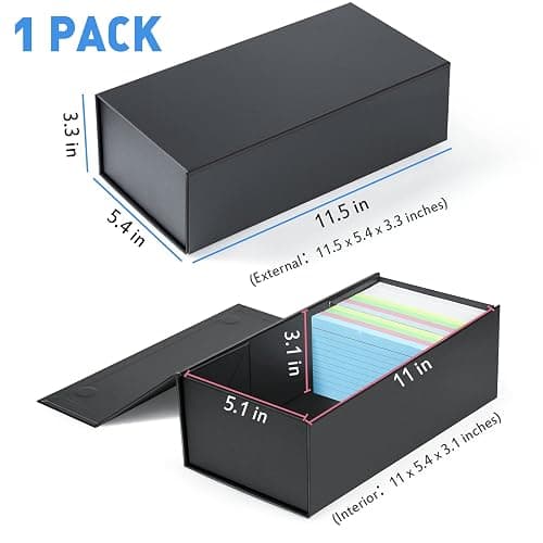 Harhana 3x5 Index Card Holder Card File Box Organizer, Hold 1200 3x5-Inch Flash Cards 1 Pack Black thumbnail 3