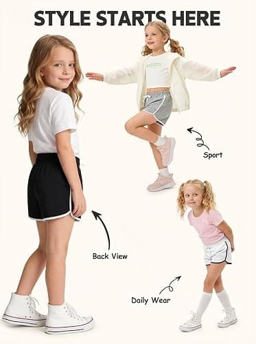 KIDDORY 5 Pack Girls Cotton Active Shorts Toddler Summer Shorts Multipack Soft Stretchy Sport Shorts for Playtime thumbnail 6