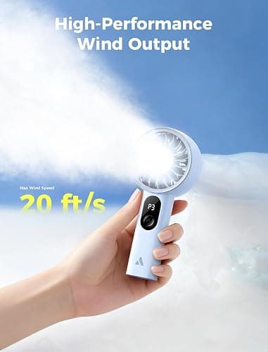 Aecooly Mighty Portable Fan, Powerful Handheld Fan, USB Rechargeable [10H Max Cooling Time], Mini Personal Battery Powered, Pocket for Travel, Summer, Gifts for Women, Girls -Blue thumbnail 3