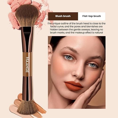 MAANGE 13 Pcs Foundation Makeup Brush Set With Bag, Make up Brushes, Double-End Multi Functional Makeup Brushes, Professional Face Brush Set Tools For Liquid Powder Concealer Cream Blush (Brown) thumbnail 4