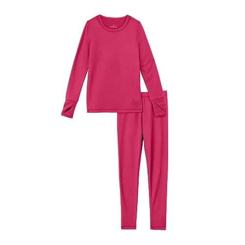 Cuddl Duds Girls Cold Weather Fleece-Lined Thermal Underwear 2-Piece Set - Kids Long Sleeve Top and Leggings Long Johns thumbnail 4
