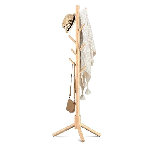 Haddockway 3 Adjustable Freestanding Wooden Coat Rack Stand 8 Hooks,Hallway - Image 1
