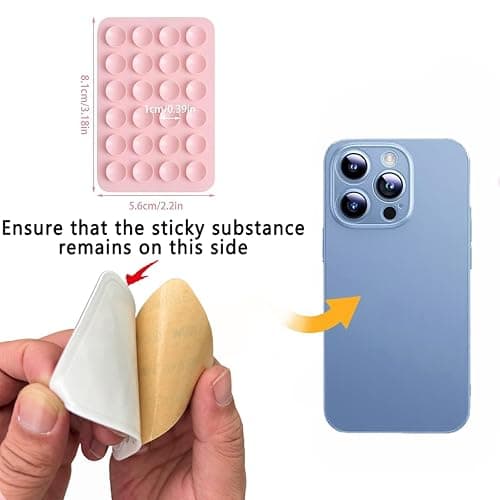Vilboce 4 Piece Cell Phone Suction Cup,Silicone Suction Cup Cell Phone, Adhesive Back,For Mobile Power Cellphones Selfies and Videos (Black white Pink) thumbnail 2