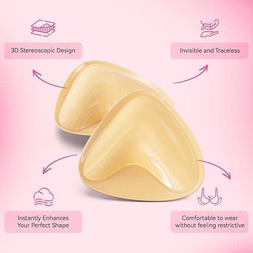 Dandelion Pact Double Sided Sticky Bra Inserts, Invisible Push Up Sticky Bra Pads for Large Breasts, Stick on Bra for Bikini Swimsuits (Large, Beige) thumbnail 5