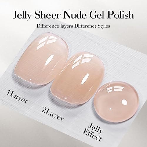 SHOYUM Sheer Jelly Nude Gel Nail Polish 15ml Soak Off UV LED Natural Nail Gel Polish Nail Art French Manicure Salon DIY at Home Curing Required 1 Piece Single Bottle 0.51 Fl.oz X04 thumbnail 2