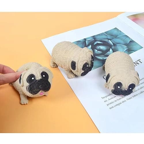 Novel Dog Stress Relief Squeeze Toy 3 Pack Pug Dogs Soft Gel Ball Fidget Hand Sports Toy to Relieve Anxiety for Adults and Kids thumbnail 7