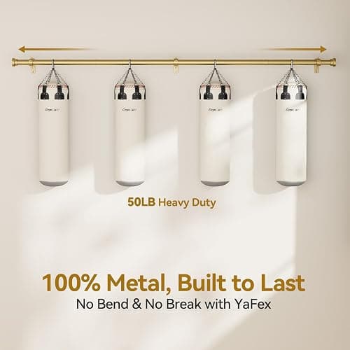 YaFex Curtain Rods 32-118 Inch, Heavy Duty 1 Inch Adjustable Curtain Rod for Windows, Gold Long Window Treatment Rods, Modern Design, Easy Installation thumbnail 3