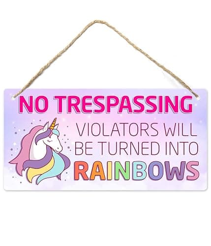 Unicorn Decor for Girls Room, Decorations For Bedroom, 12″x6″ PVC Plastic Decoration Hanging Sign, High Precision Printing, Water Proof - Image 1