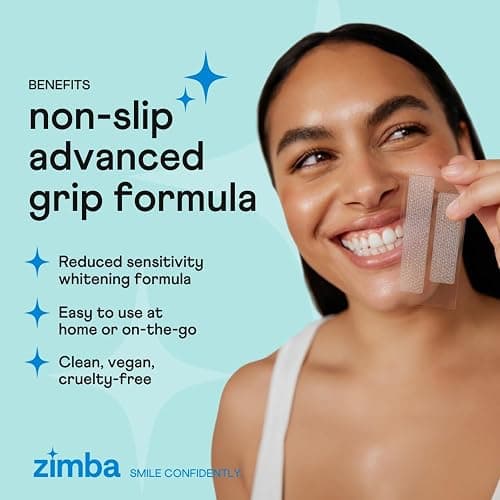 Zimba Teeth Whitening Strips Vegan Whitening Strip Enamel Safe Teeth Whitening Hydrogen Peroxide Teeth Whitener for Coffee, Wine, Tobacco, and Other Stains, 28 Strips (14 Day Treatment), Mint thumbnail 4