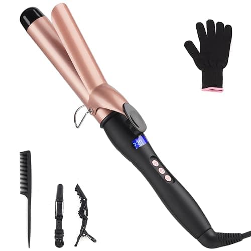 Curling Wand 32MM Curling Tongs with cilp Large Barrel Curling Iron Adjustable Temperature, Professional Hair Curler with Glove for Long & Medium Hair, Dual Voltage - Image 1