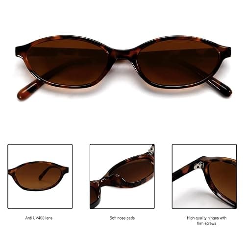 GUVIVI Retro Oval Sunglasses for Women 90s Cat Eye Shades UV protection | 2026 Chic Sunnies Y2K Lightweight Trendy Narrow Sun Glasses Vacation Travel Beach Outfits Must Haves thumbnail 5