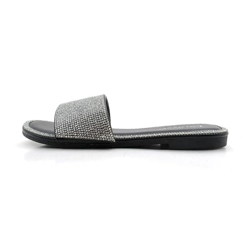 EXEBLUE Women's Glitter Shiny Slide Sandals Fashion Round Toe Slip on Bling Slippers Size 6-10 thumbnail 2
