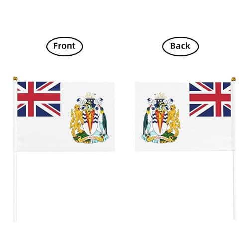 British Antarctic Territory Flag Small Hand Held Flags, Mini Flags On Stick For Party Team Activities Parades Holiday Decoration 10 Pack thumbnail 5