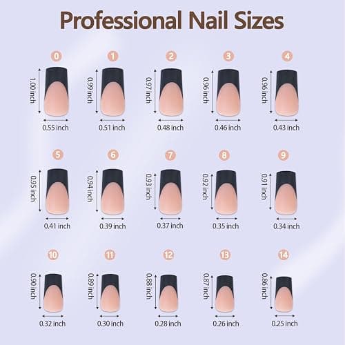 Misssix Black French Gel Nail Tips, 240Pcs French Tip Press on Nails Long Square, No Need to File 3 in 1 Tips Pre-lasting, Fake Nails for Nail Art DIY 15 Sizes thumbnail 6