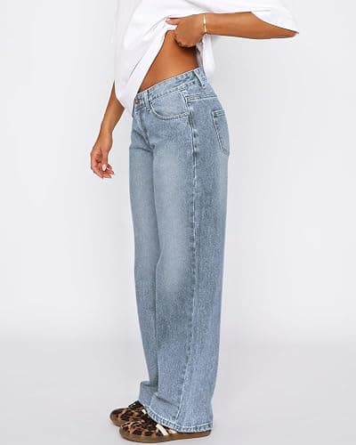 KDF Wide Leg Jeans for Women Low Rise Barrel Jeans Women Baggy Denim Pants thumbnail 4