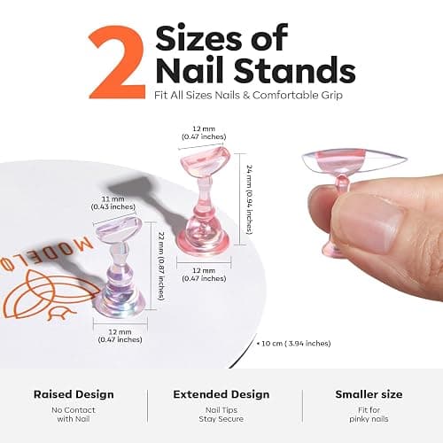 Modelones Nail Stand Set, Magnetic Nail Stands for Press ons False Nail Tips Practice Acrylic Holder with 200pcs Sticky Tabs Strong Metal Base Painting Display DIY & Salon Use Beginner Supplies thumbnail 4