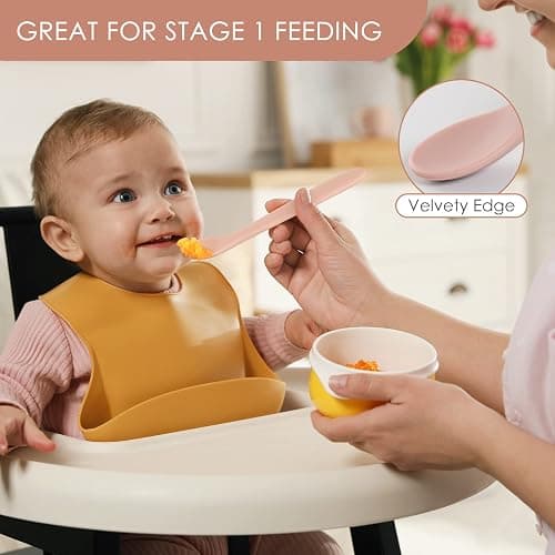6-Piece Silicone Baby Feeding Spoons, First Stage Infant Spoons, Soft-Tip Easy on Gums I Baby Training Spoon | Infant Utensils Feeding Supplies, Dishwasher & Boil-proof thumbnail 6