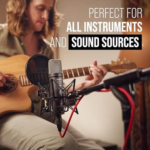 RØDE NT1 5ème Génération Microphone à condensateur de Studio à Grand diaphragme avec Sorties XLR et USB, Support Antichoc et Filtre Anti-Pop pour la, l'enregistrement Vocal et Le podcasting (Noir) thumbnail 6