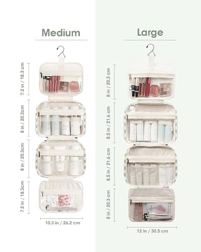 Narwey Checkered Hanging Travel Toiletry Bag for Women Wash Bag Cosmetics Makeup Bag Organizer for Travel Size Accessories(Checkerboard Mint Green (Medium)) thumbnail 6