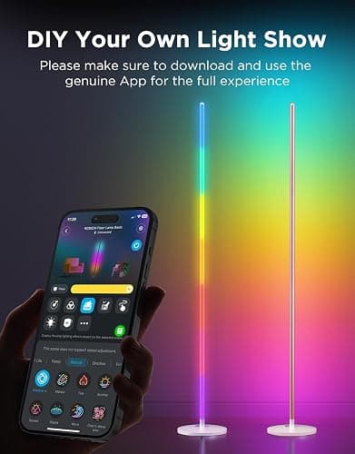 Govee RGBIC Floor Lamp Basic, LED Corner Lamp Works with Alexa, 1000lm Modern Floor Lamp with Music Sync and 16 Million DIY Colors, Color Changing Standing Lamp for Bedroom Living Room thumbnail 5