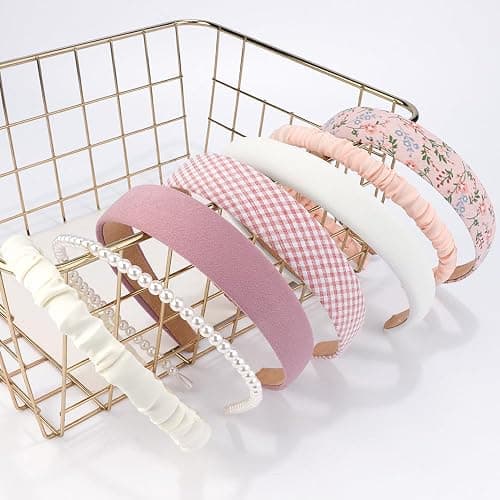 AHONEY 7 Pack Pink Headbands for Girls Women Headbands Trendy Non Slip Hairbands Cute Croquett Hair Accessories Kawaii Multi-style Headband Pack (Pink) thumbnail 6