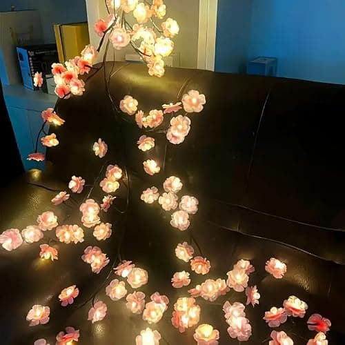 BomKra Cherry Blossom Tree Branch Lights for Wall,Cherry Enchanted Willow Vine Lights,with 72 LED and 8 Lighting Modes,Remote Timer,for Bedroom Wall Doors Windows Wedding Christmas Holiday (63inch) thumbnail 7